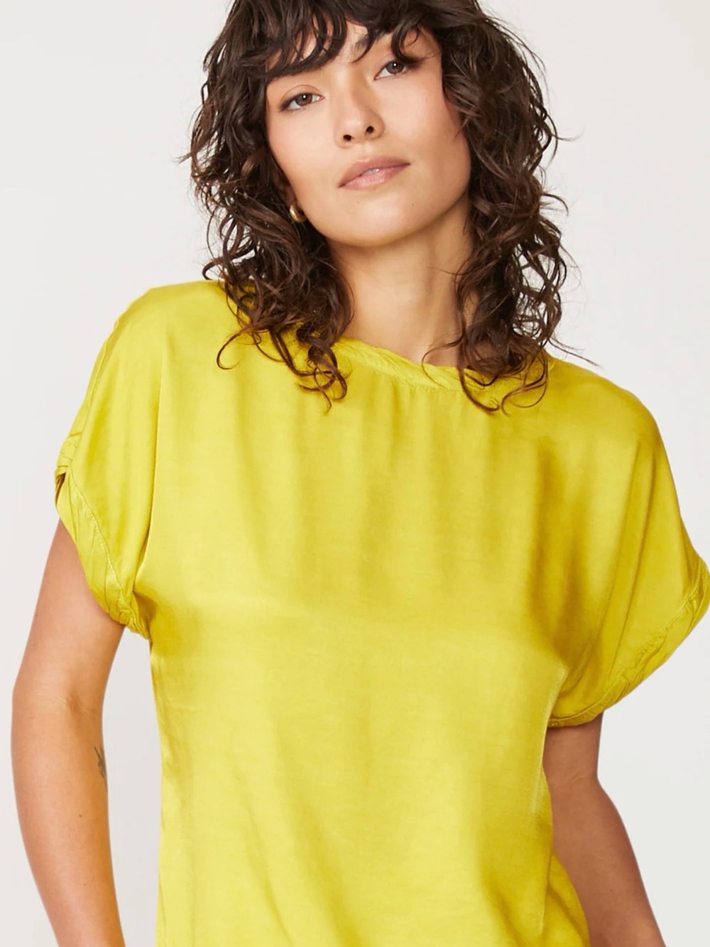 Stateside Viscose Satin Short Sleeve Top